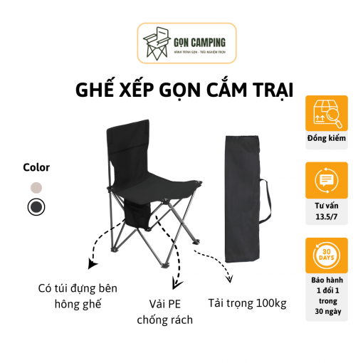 Ghế xép gọn có tựa Gọn Camping