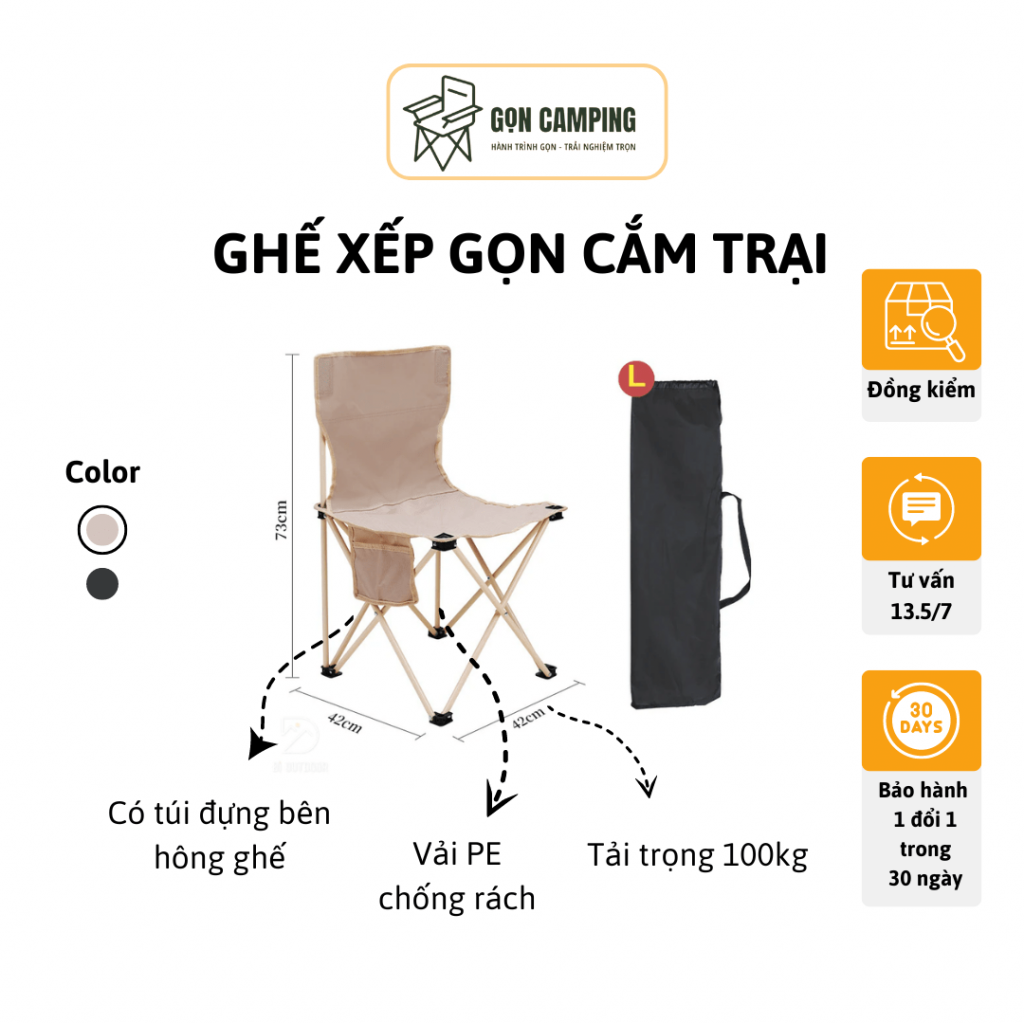 Ghế xép gọn có tựa Gọn Camping