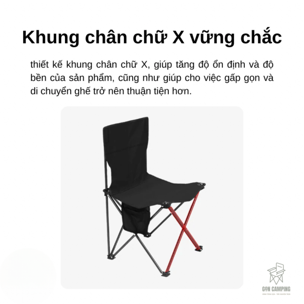 Ghế gấp gọn vải PU thích hợp để đi cắm trại, câu cá BGGN 002 Gọn Camping