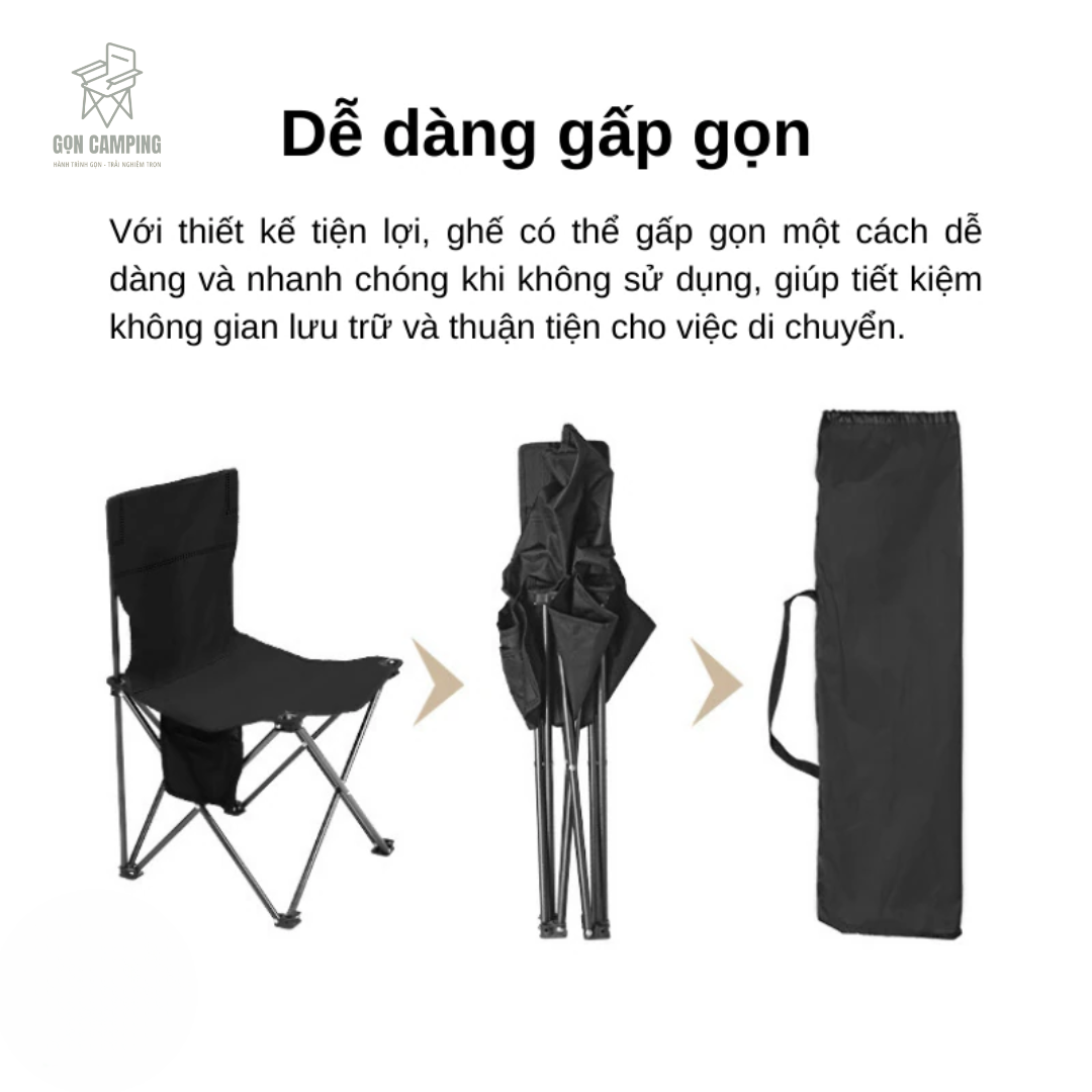 Ghế xép gọn có tựa Gọn Camping trong set đồ cắm trại gọn nhẹ