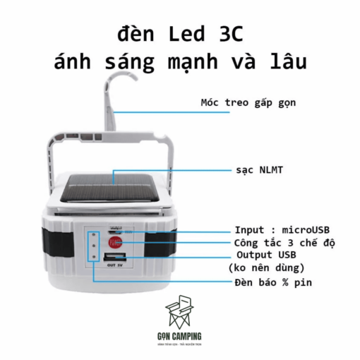 Đèn led treo lều sạc tích điện Gọn Camping